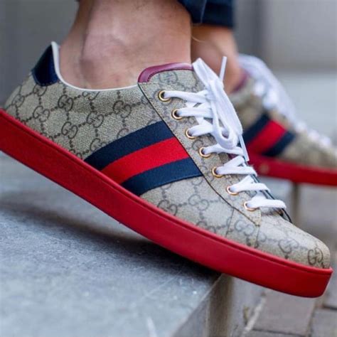 gucci red sneakers ribbon|Gucci red bottom sneakers.